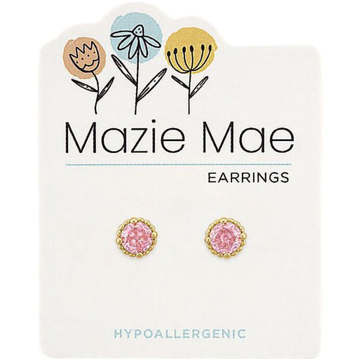 Center Court: Gold Beaded Rose Stud Mazie Mae Earring - Center Court: Gold Beaded Rose Stud Mazie Mae Earring