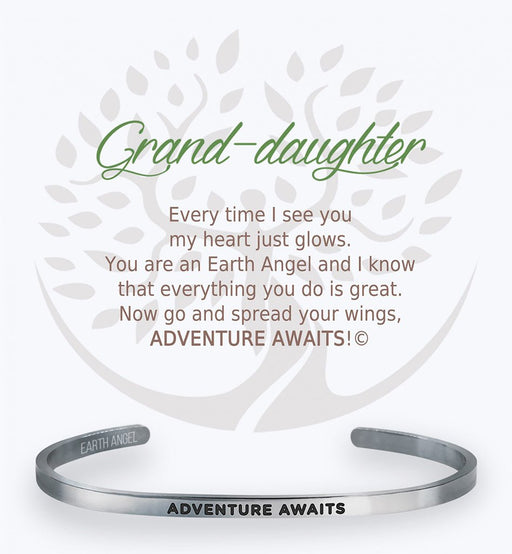 Earth Angel : Granddaughter Cuff Bracelet in Silver - Earth Angel : Granddaughter Cuff Bracelet in Silver