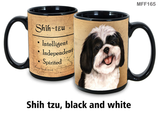 Pet Gift USA : Shih Tzu - Black & White - Red - My Faithful Friends Mug 15oz - Pet Gift USA : Shih Tzu - Black & White - Red - My Faithful Friends Mug 15oz