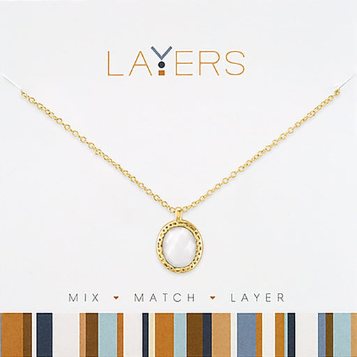Center Court : Gold Oval Opal Layers Necklace - Center Court : Gold Oval Opal Layers Necklace