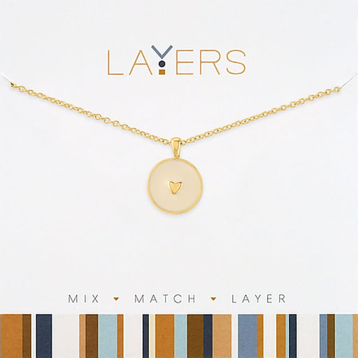 Center Court : Gold Round Heart Disc Layers Necklace - Center Court : Gold Round Heart Disc Layers Necklace