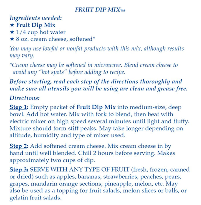 Country Home Creations : Fruit Dip Mix -