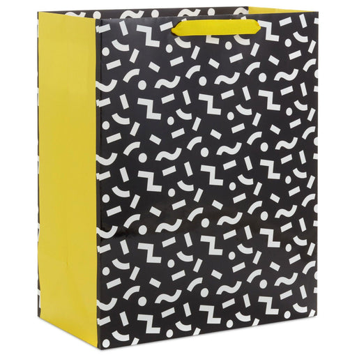 Hallmark : 13" White Confetti on Black Large Gift Bag -