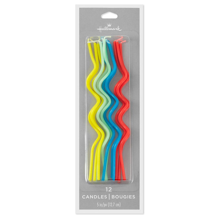 Hallmark : Colorful Squiggle Birthday Candles, Set of 12 - Hallmark : Colorful Squiggle Birthday Candles, Set of 12