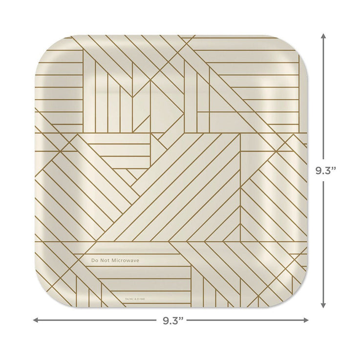Hallmark : Gold Geometric on Ivory Square Dinner Plates, Set of 8 - Hallmark : Gold Geometric on Ivory Square Dinner Plates, Set of 8