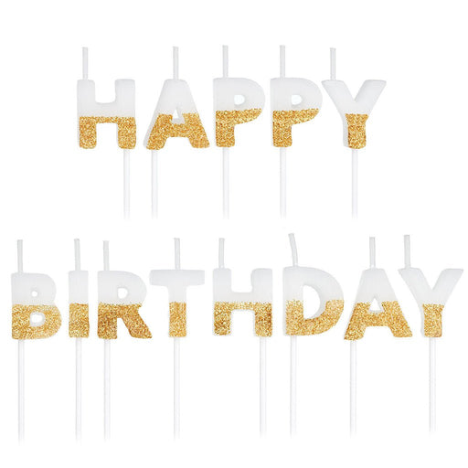 Hallmark : Gold Glitter Dipped "Happy Birthday" Candles - Hallmark : Gold Glitter Dipped "Happy Birthday" Candles