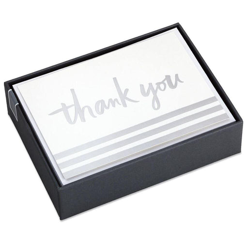 Hallmark : Silver Foil Stripe Blank Thank You Notes, Box of 20 -
