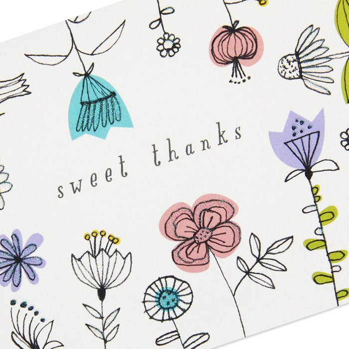 Hallmark : Sweet Thanks Illustrated Flowers Blank Thank You Notes, Box of 10 -