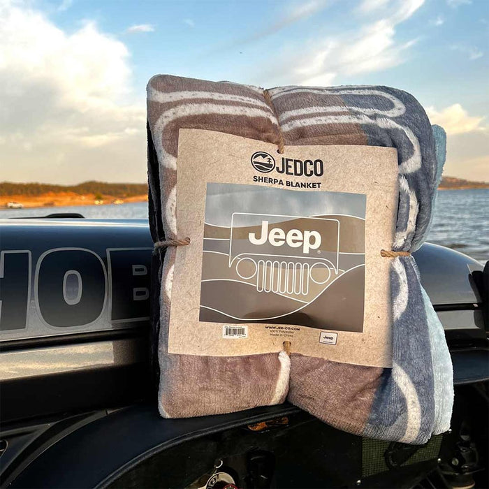 Jeep® : Mountain Grille Sherpa Throw Blanket - Jeep® : Mountain Grille Sherpa Throw Blanket
