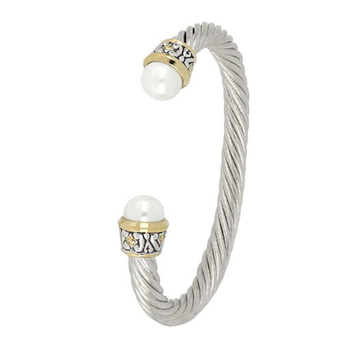 John Medeiros : Ocean Images Collection Large 10mm Pearl Wire Cuff Bracelet - John Medeiros : Ocean Images Collection Large 10mm Pearl Wire Cuff Bracelet