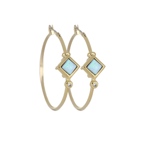 John Medeiros : Opalas do Mar Collection - Blue Diamond Opal Hoop Earrings - Gold - (Assorted Size Option) - John Medeiros : Opalas do Mar Collection - Blue Diamond Opal Hoop Earrings - Gold - (Assorted Size Option)