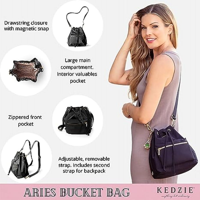 Kedzie : Aries 3-Way Convertible Bucket Bag in Olive - Kedzie : Aries 3-Way Convertible Bucket Bag in Olive