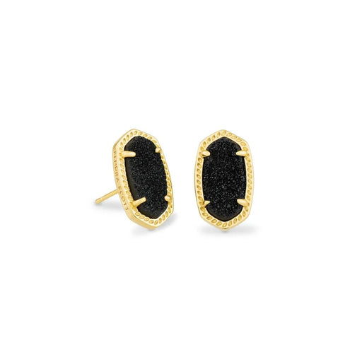 Kendra Scott : Ellie Gold Stud Earrings in Black Drusy - Kendra Scott : Ellie Gold Stud Earrings in Black Drusy