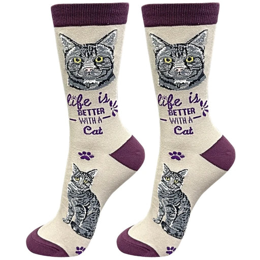 Life Is Better With A Silver Tabby Cat Unisex Socks - Life Is Better With A Silver Tabby Cat Unisex Socks