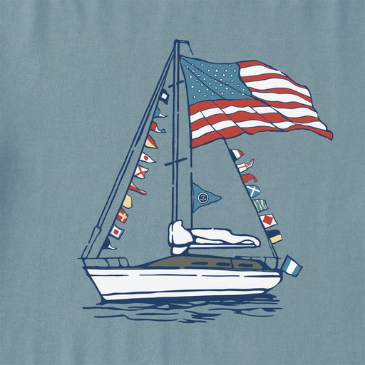 Life Is Good : Women's USA Sailboat Crusher-LITE Tee - Life Is Good : Women's USA Sailboat Crusher-LITE Tee