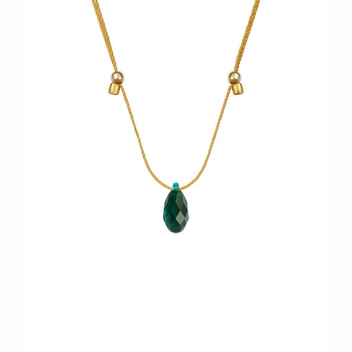 &Livy : Hyevibe Crystal Silk Slider Necklace in Emerald - &Livy : Hyevibe Crystal Silk Slider Necklace in Emerald