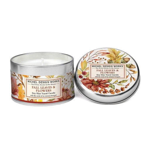 Michel Design Works : Fall Leaves & Flowers Travel Candle -