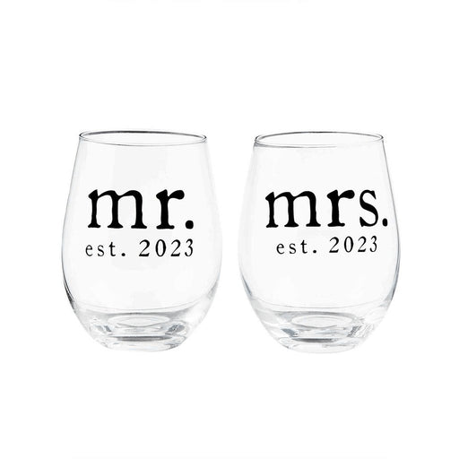 Mud Pie : Mr. & Mrs. Wine Glass Set -