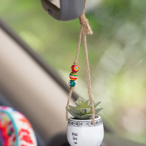 Natural Life : Mini Hanging Faux Succulent Plant - Bless This Car - Natural Life : Mini Hanging Faux Succulent Plant - Bless This Car