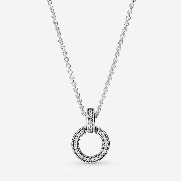 PANDORA : Double Circle Pendant & Necklace -