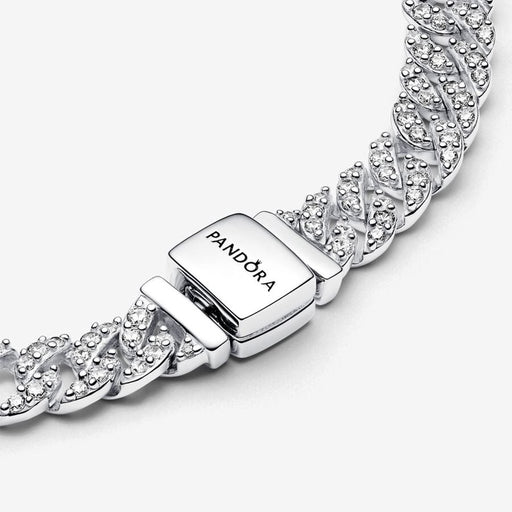 PANDORA : Timeless Pavé Cuban Chain Bracelet - Sterling Silver - PANDORA : Timeless Pavé Cuban Chain Bracelet - Sterling Silver