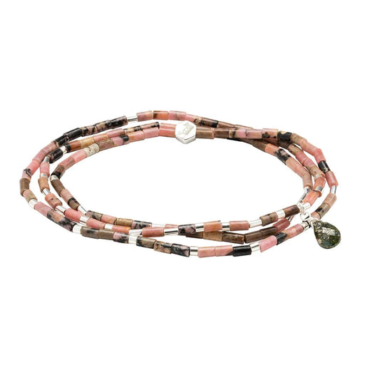 Scout Curated Wears : Teardrop Stone Wrap Rhodonite/Pyrite/Silver - Stone of Healing - Scout Curated Wears : Teardrop Stone Wrap Rhodonite/Pyrite/Silver - Stone of Healing