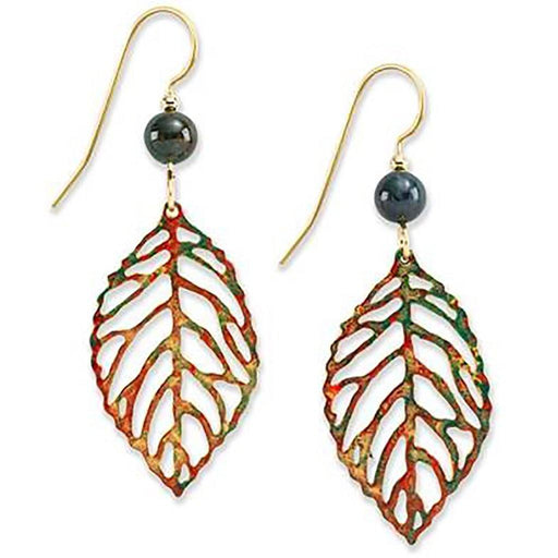 Silver Forest Earrings - Open Leaf Fall Colors -