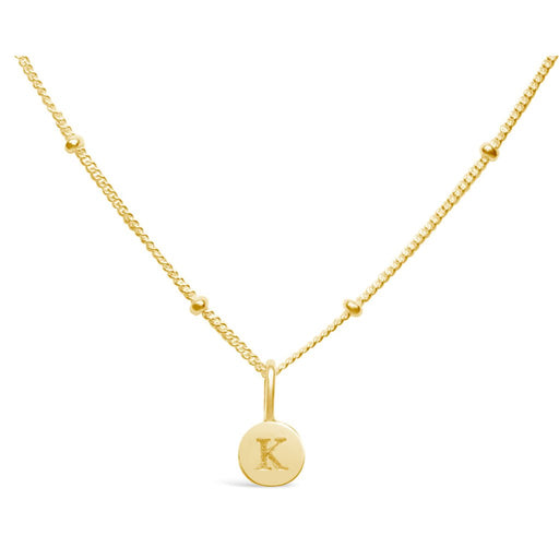 Stia : Love Letter "K" Mini Disk Necklace in Gold - Stia : Love Letter "K" Mini Disk Necklace in Gold