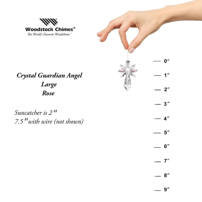 Woodstock Chimes : Crystal Guardian Angel Suncatcher - Large, Rose - Woodstock Chimes : Crystal Guardian Angel Suncatcher - Large, Rose - Annies Hallmark and Gretchens Hallmark, Sister Stores