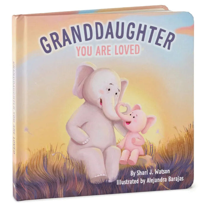 Book titled 'Granddaughter You Are Loved' with illustrations of an elephant and a child on the cover.