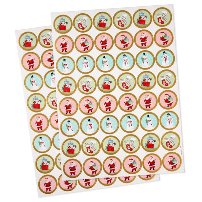Hallmark : Nostalgic Winter Icons Round Christmas Seals, 2 Sheets