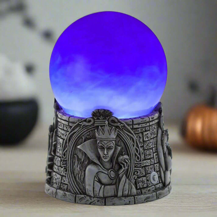 Decorative lamp with a purple glowing sphere and intricate Evil Queen design on a white background