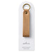 Brown leather keychain on a white card with 'Hallmark' branding