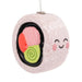 Decorative ornament shaped like a smiley face with sushi design on a white background