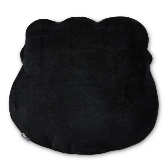  Backside of Black plushy pillow with lights and  'Property of Sanderson Sisters' text and purple top on a white background