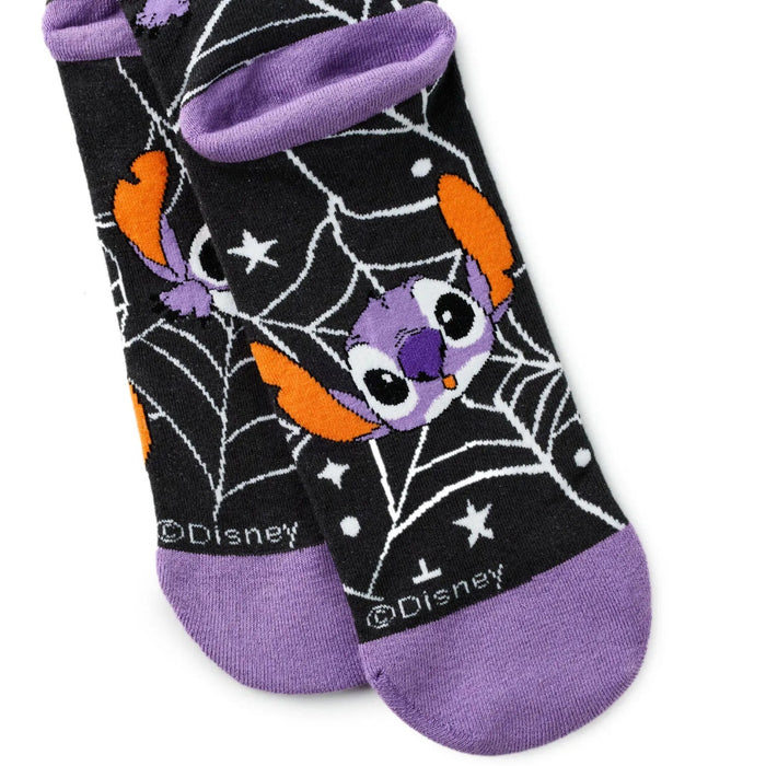 Hallmark Disney Stitch Spider Web Novelty Crew Socks featuring a fun Stitch design with spider web details in a festive Halloween-inspired style.