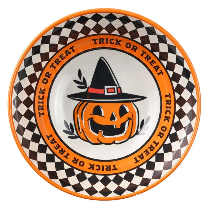 Hallmark Vintage Jack-o'-Lantern Serving Bowl 11 inch, orange and black Halloween candy bowl