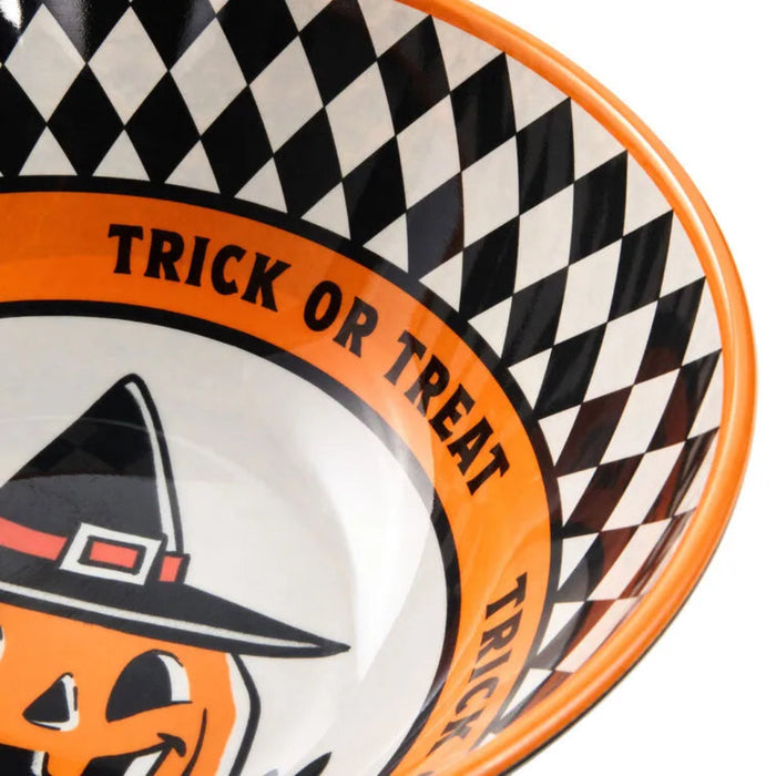 Hallmark Vintage Jack-o'-Lantern Serving Bowl 11 inch, orange and black Halloween candy bowl