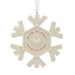 Decorative ornament with 'Our First Christmas' text on a white background