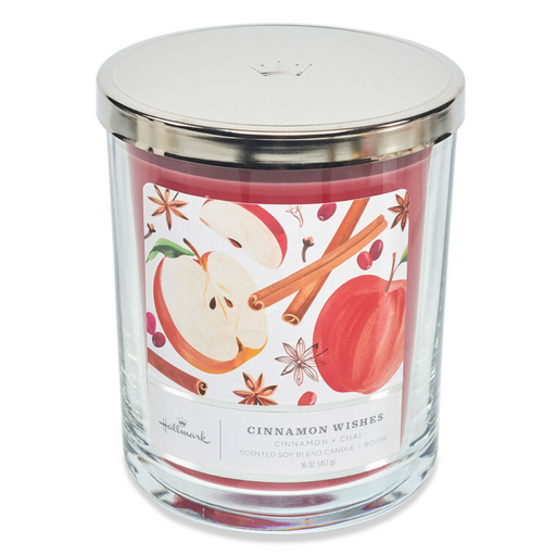  Hallmark 3 wick Candle jar with cinnamon and apple design on a white background