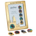 Set of Harry Potter-themed house magnets in a gold frame with Hogwarts castle design.