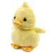 Left facing Yellow plush duck on white background 