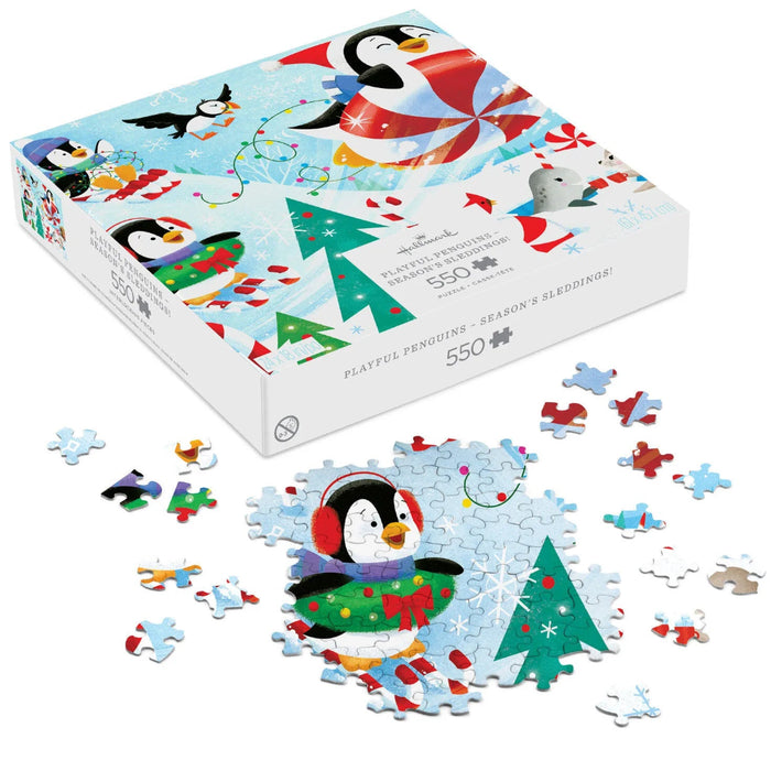 Hallmark : Playful Penguins Sledding All the Way 550 Puzzle