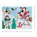 Christmas-themed puzzle with penguins and winter elements, featuring dimensions on a white background.