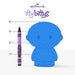 Blue itty bittys toy next to a Crayola crayon with measurements on a white background, featuring the Hallmark logo.