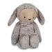 Plush toy rabbit with brown fur on a white background