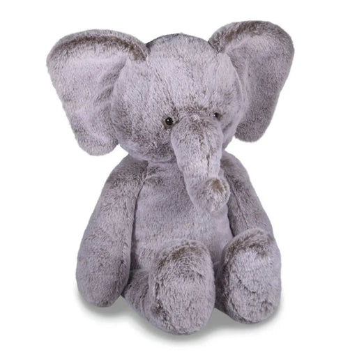 Plush elephant toy on a white background