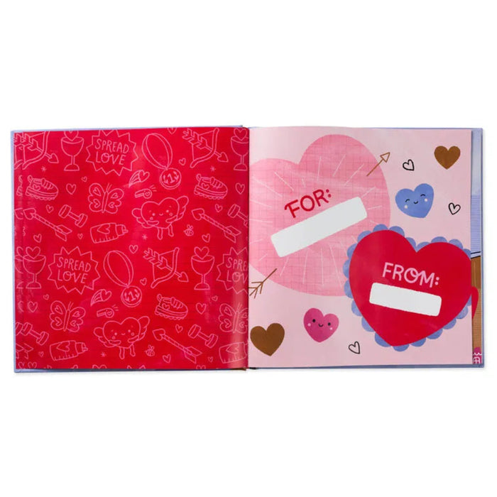 inside page 1 of a  Valentine's Day designed book  on a white background