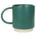 Green mug with a beige base on a white background