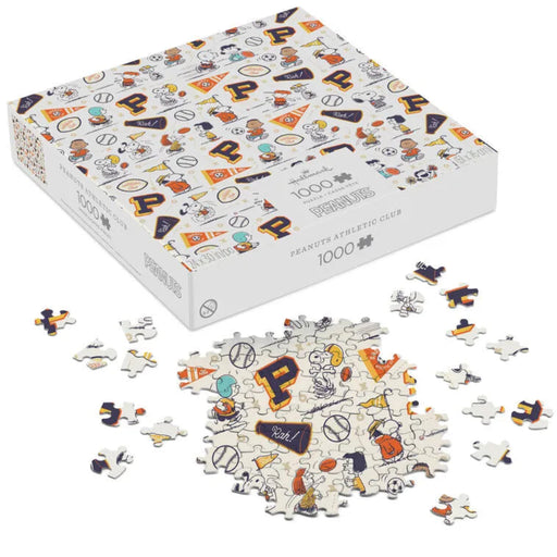 Puzzle box with puzzle pieces on a white background